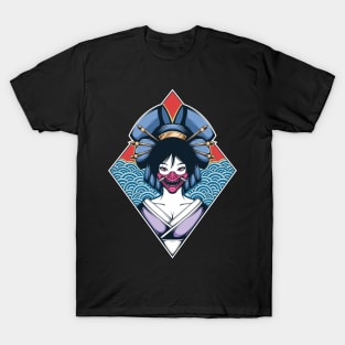 Japanese Geisha Wearing Oni Mask T-Shirt